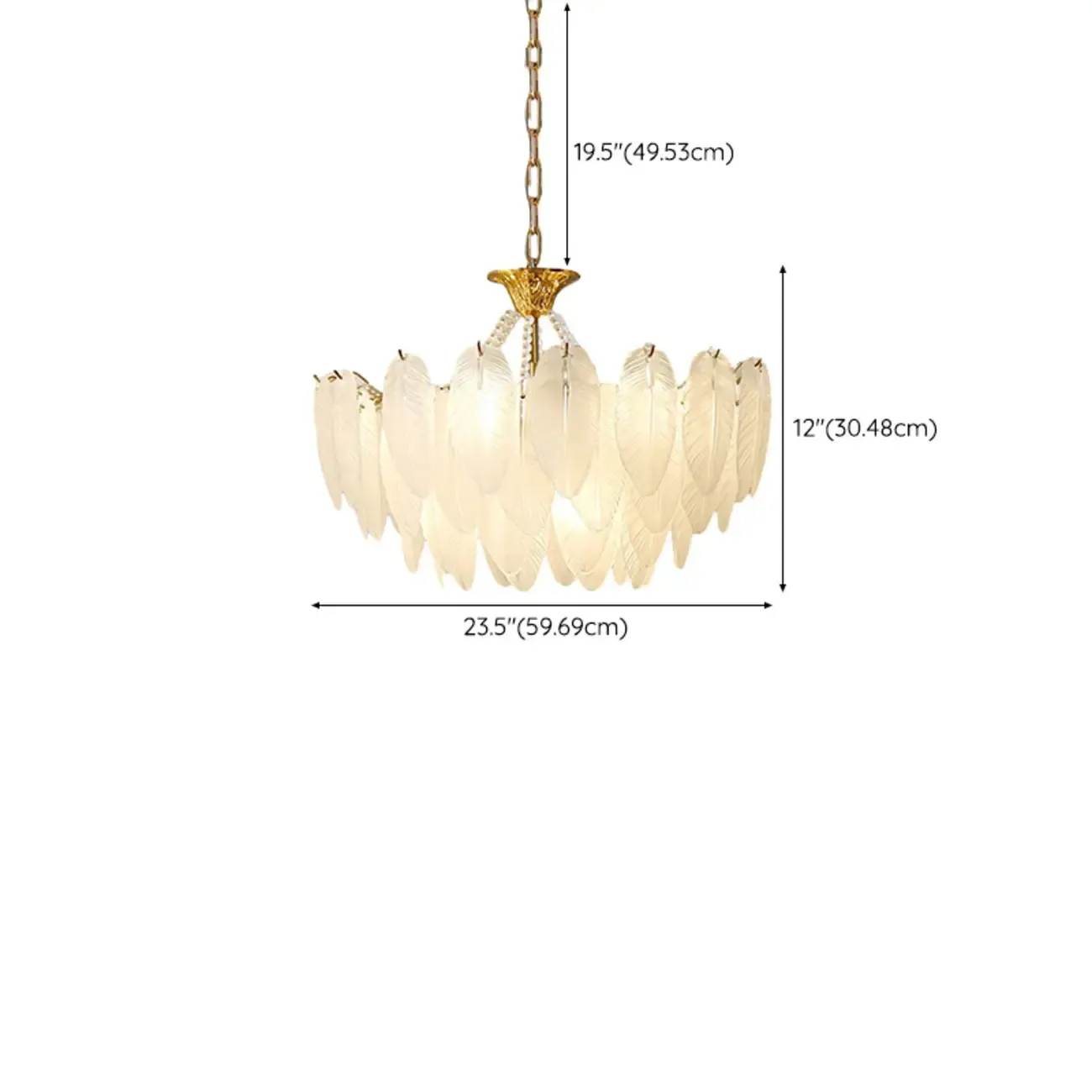 Vintage Crystal Chandelier with Glass Feather Lampshade Image - 16