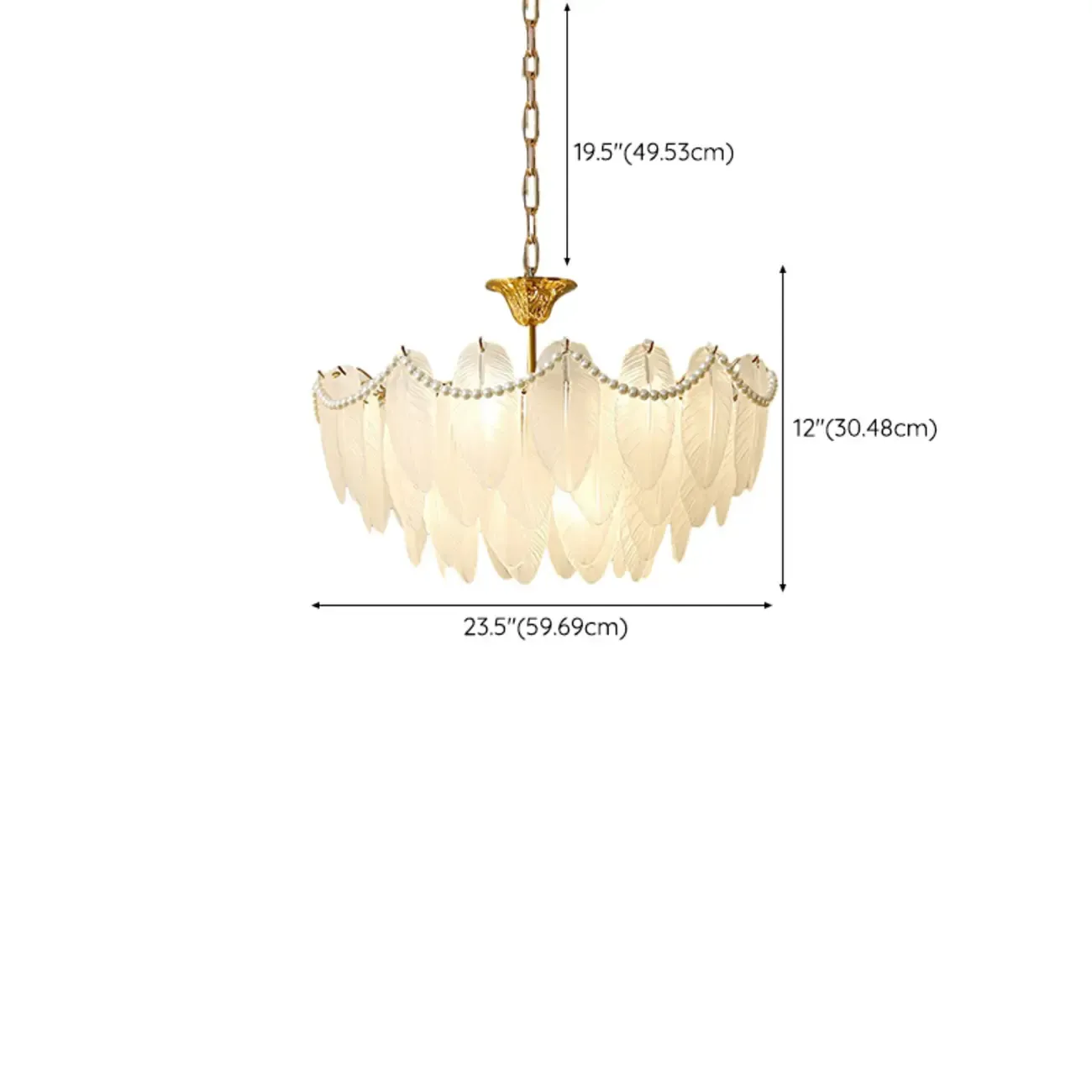 Vintage Crystal Chandelier with Glass Feather Lampshade Image - 17