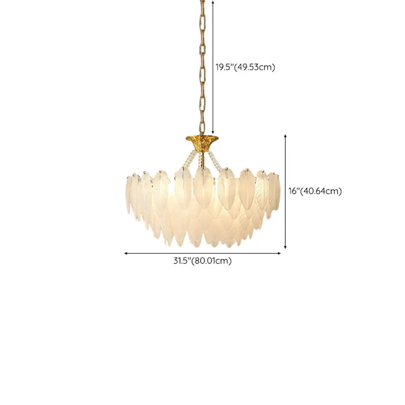 Vintage Crystal Chandelier with Glass Feather Lampshade Image - 18