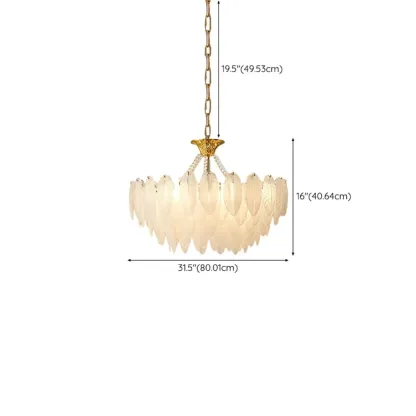 Vintage Crystal Chandelier with Glass Feather Lampshade Image - 18