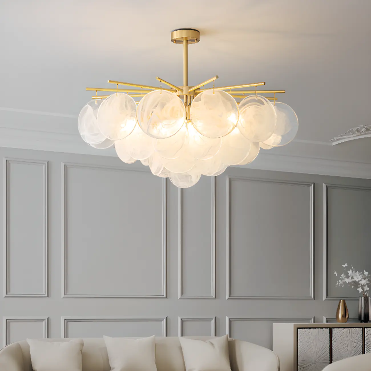 Modern 3 Tiers Cloud Glass Chandelier Light for Living Room Image - 1 | homeyfad