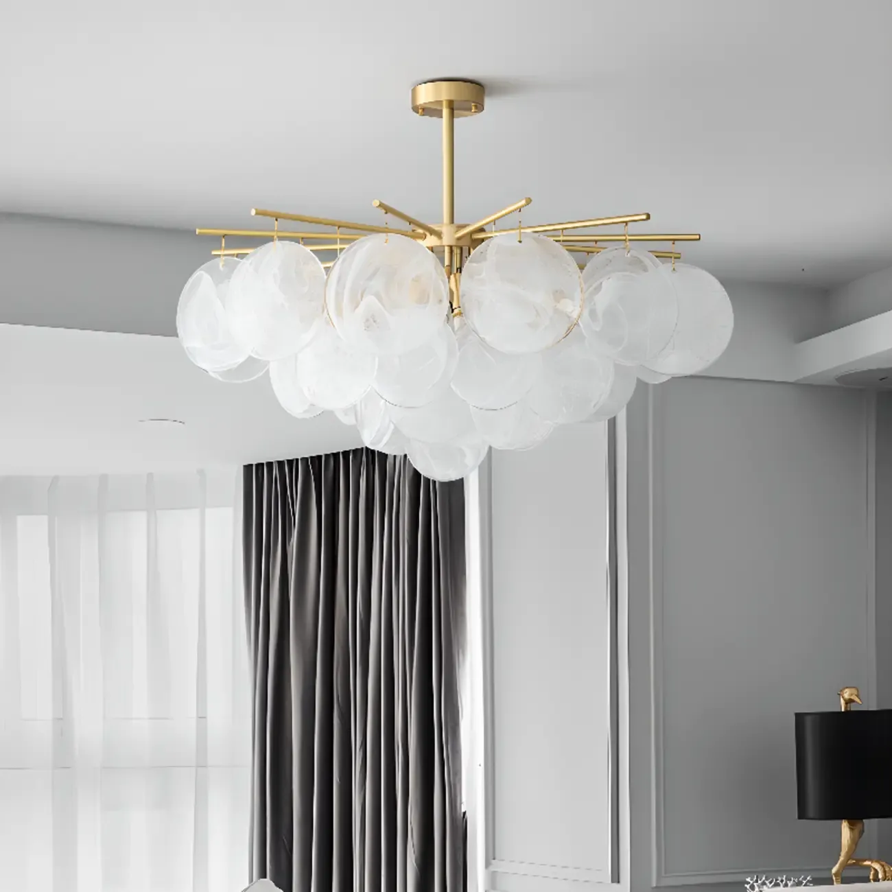 Modern 3 Tiers Cloud Glass Chandelier Light for Living Room Image - 3