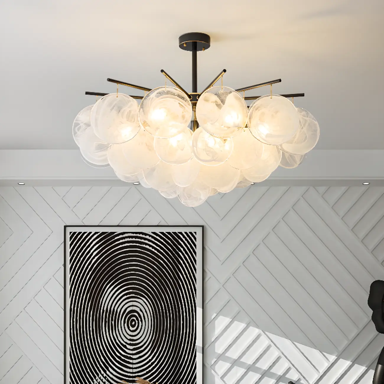 Modern 3 Tiers Cloud Glass Chandelier Light for Living Room Image - 8 | homeyfad