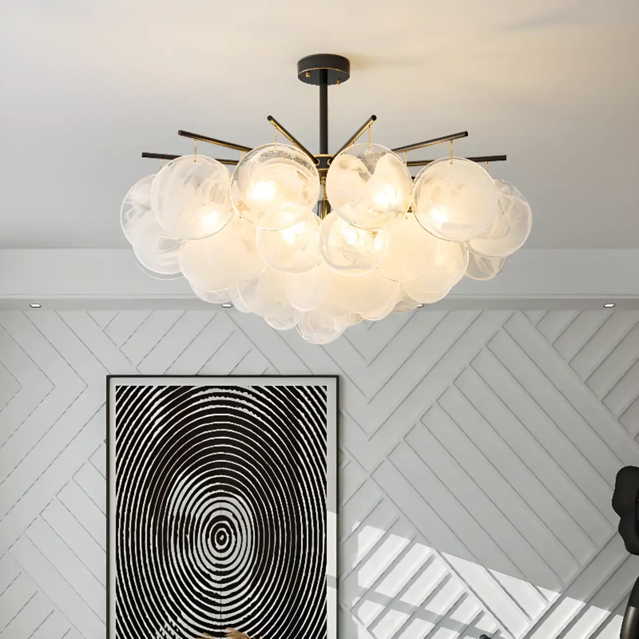 Modern 3 Tiers Cloud Glass Chandelier Light for Living Room Image - 8