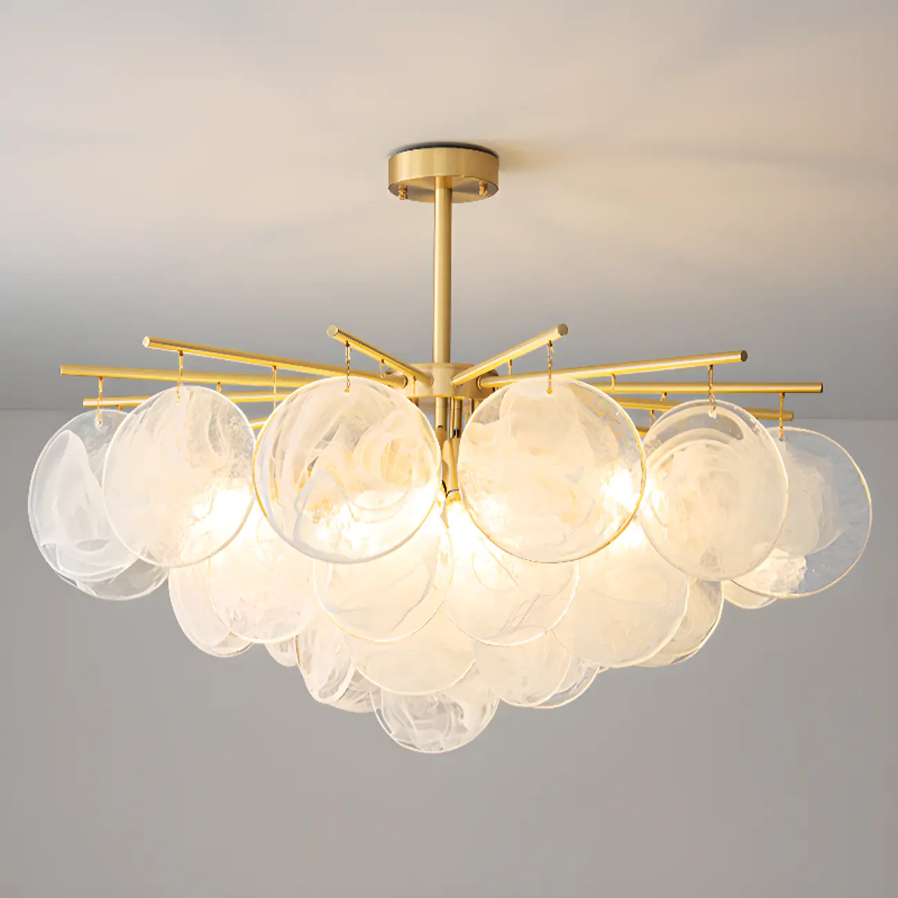 Modern 3 Tiers Cloud Glass Chandelier Light for Living Room Image - 15 | homeyfad