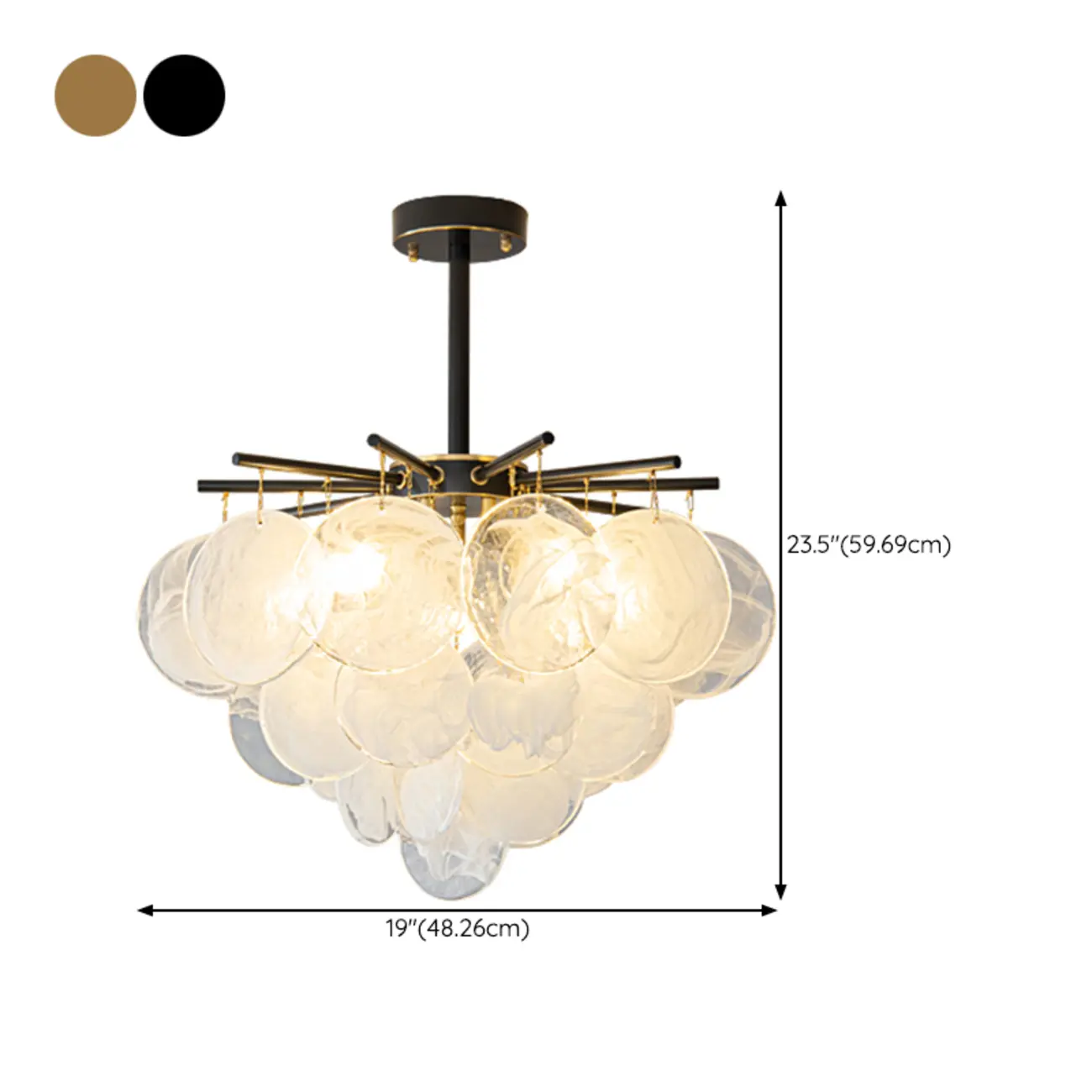 Modern 3 Tiers Cloud Glass Chandelier Light for Living Room #size
