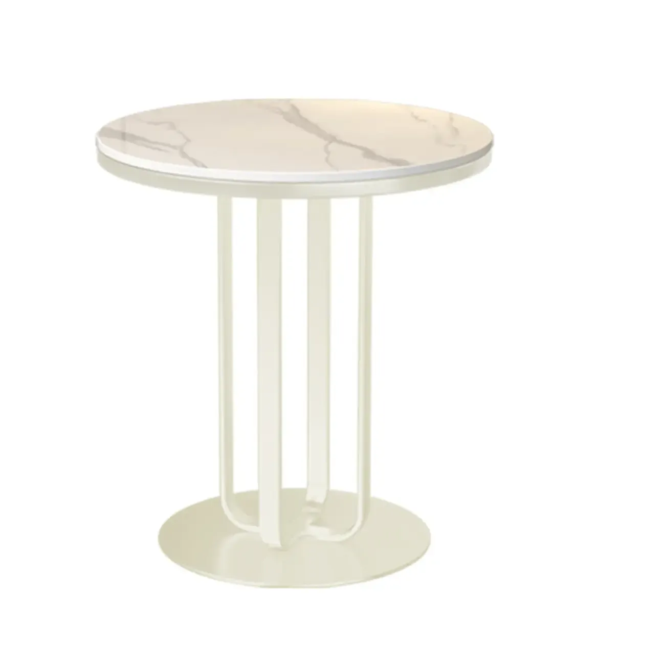 Modern Round White Marble Side Table for Living Room Image - 5