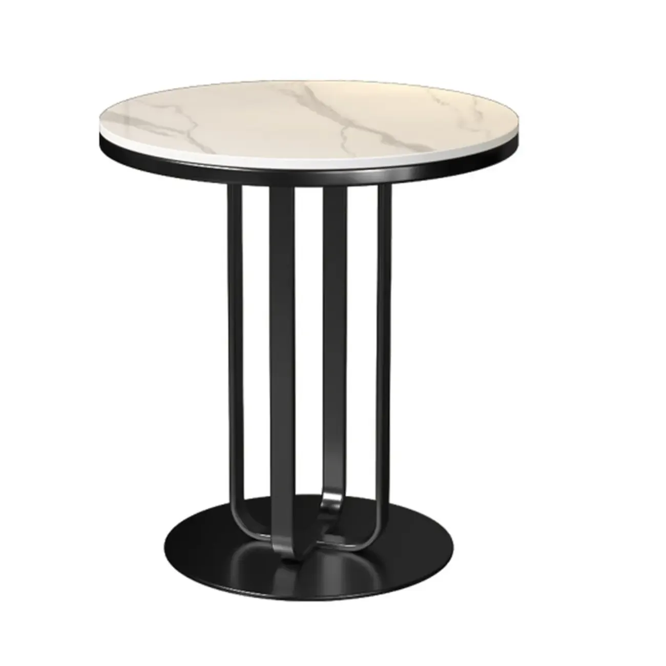 Modern Round White Marble Side Table for Living Room Image - 9
