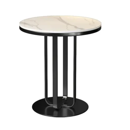 Modern Round White Marble Side Table for Living Room Image - 9