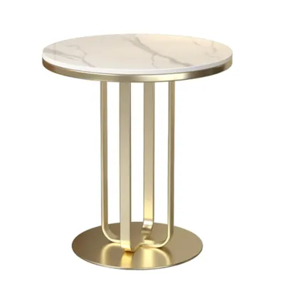 Modern Round White Marble Side Table for Living Room Image - 10