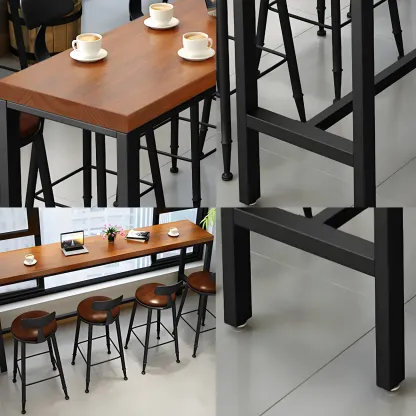 Industrial Brown Solid Wood Bar Set with Bar Stools Image - 5