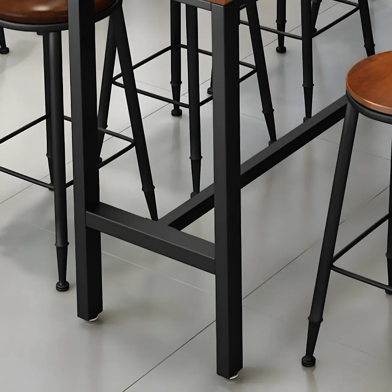 Industrial Brown Solid Wood Bar Set with Bar Stools Image - 8