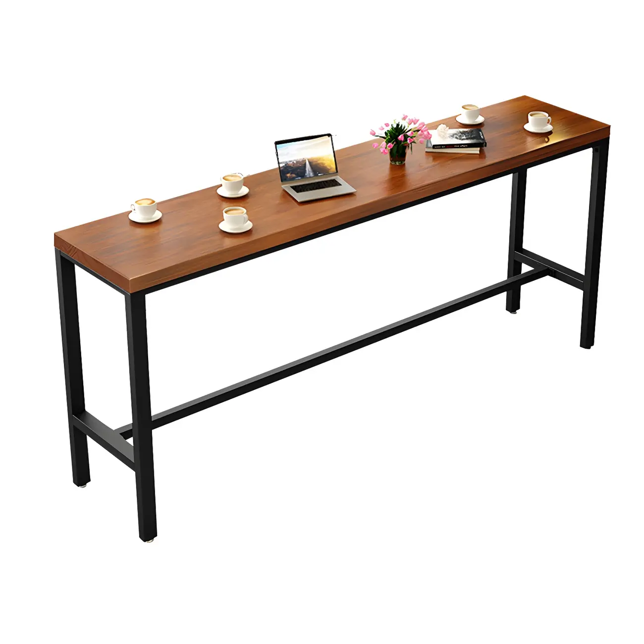 Industrial Brown Solid Wood Bar Set with Bar Stools Image - 11 | homeyfad