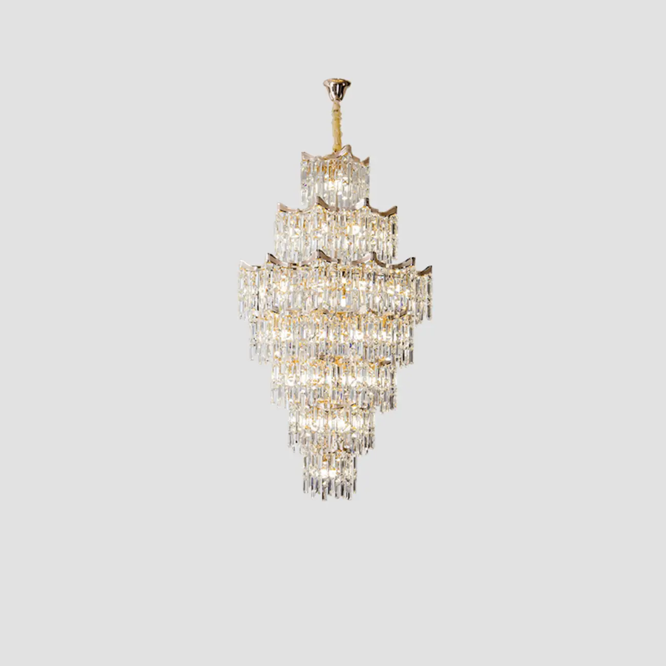 Modern Luxury Crystal Cascade Chandelier for High Ceilings Image - 2 | homeyfad