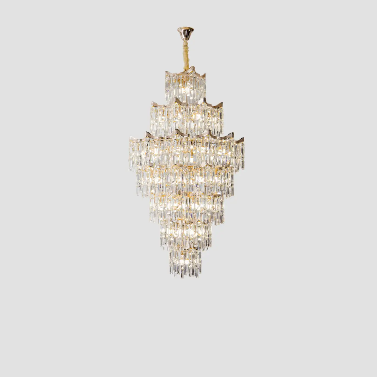 Modern Luxury Crystal Cascade Chandelier for High Ceilings Image - 3 | homeyfad