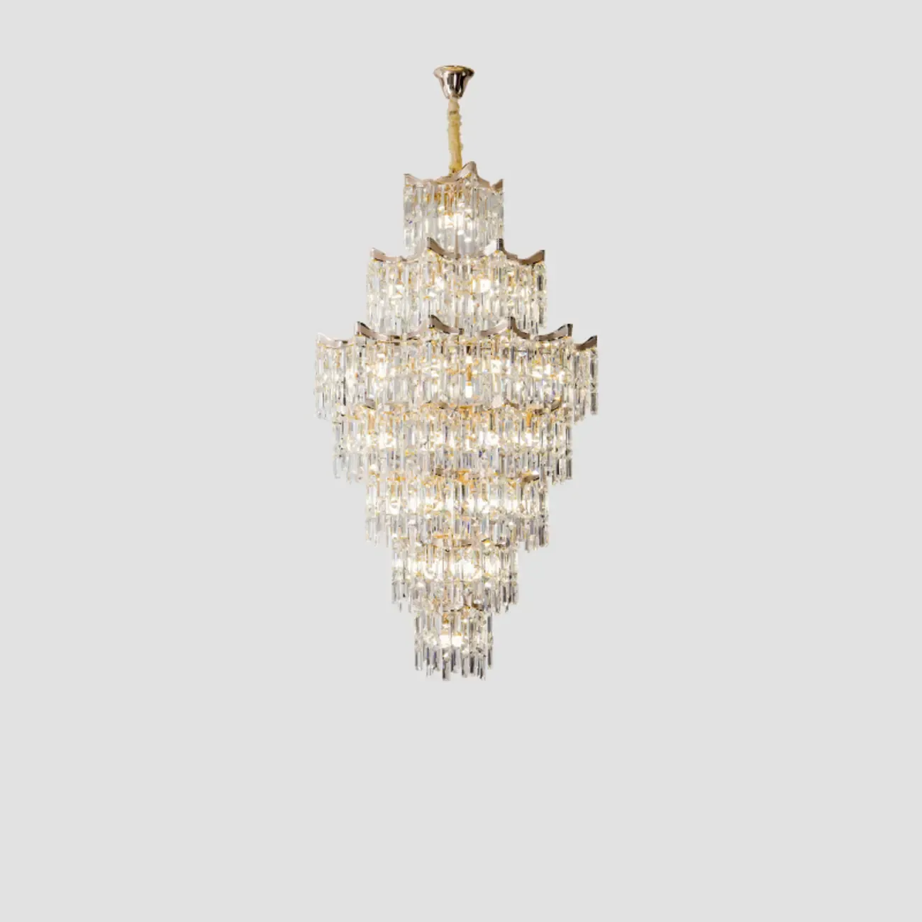 Modern Luxury Crystal Cascade Chandelier for High Ceilings Image - 3