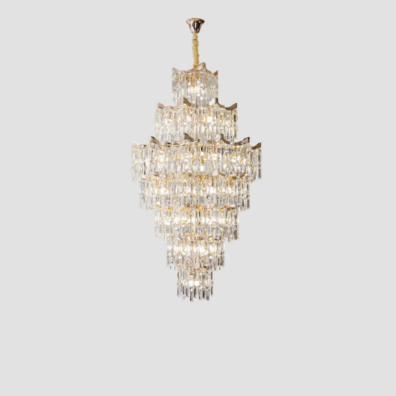 Modern Luxury Crystal Cascade Chandelier for High Ceilings Image - 5 | homeyfad