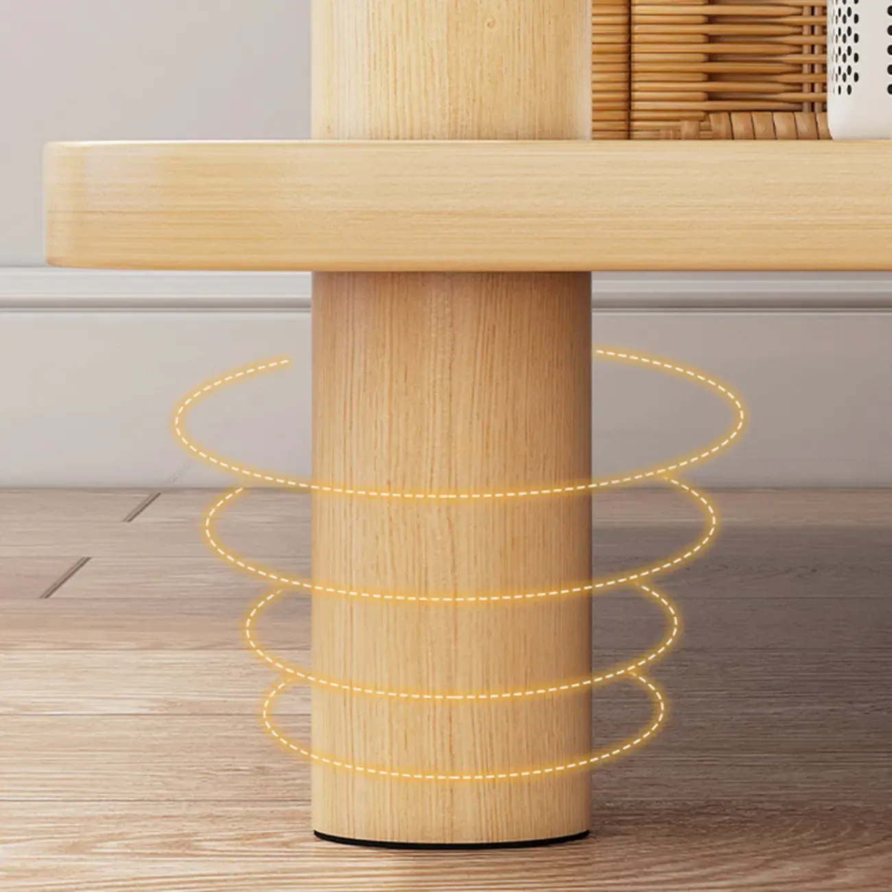  Square White Wood Side Table with Shelf for Living Room Image - 6