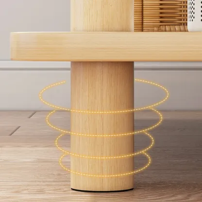  Square White Wood Side Table with Shelf for Living Room Image - 6