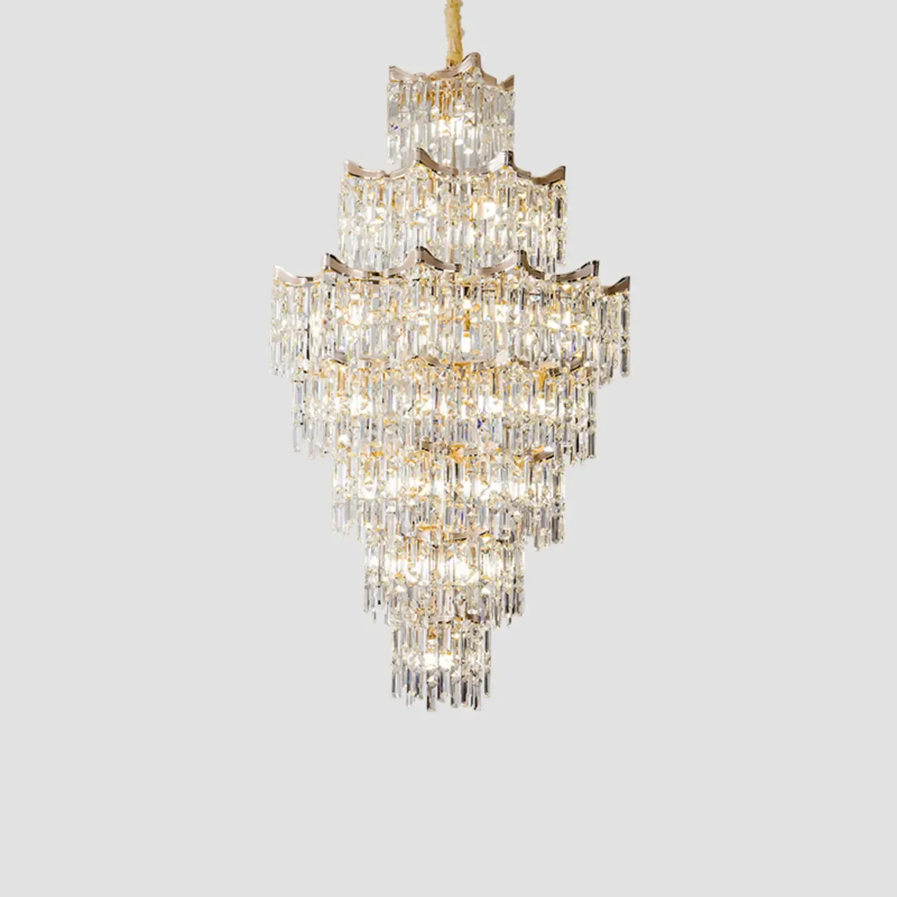 Modern Luxury Crystal Cascade Chandelier for High Ceilings Image - 9
