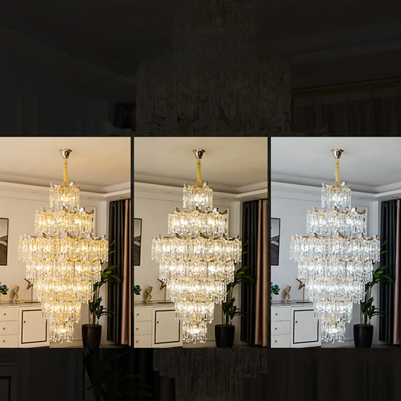 Modern Luxury Crystal Cascade Chandelier for High Ceilings Image - 10