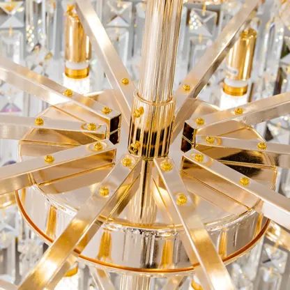 Modern Luxury Crystal Cascade Chandelier for High Ceilings Image - 13