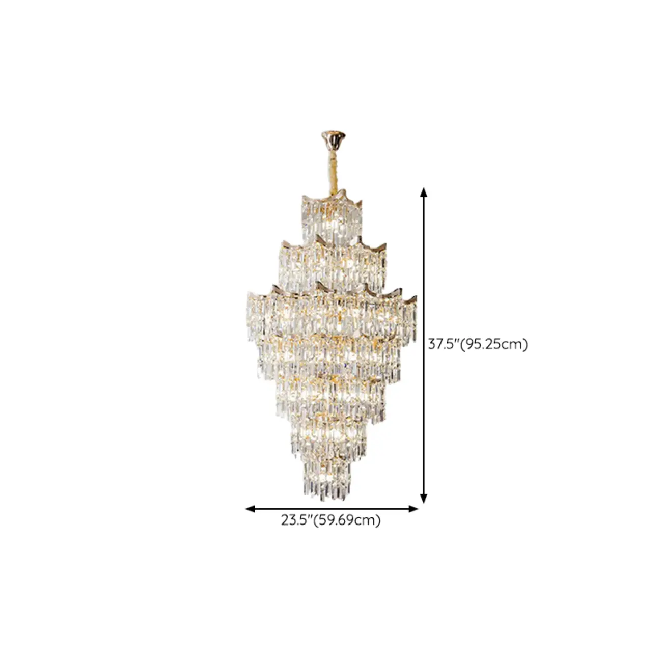 Modern Luxury Crystal Cascade Chandelier for High Ceilings #size