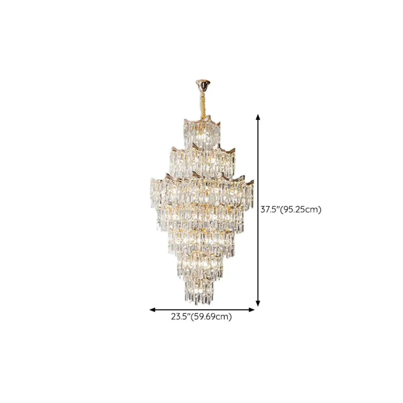Modern Luxury Crystal Cascade Chandelier for High Ceilings #size