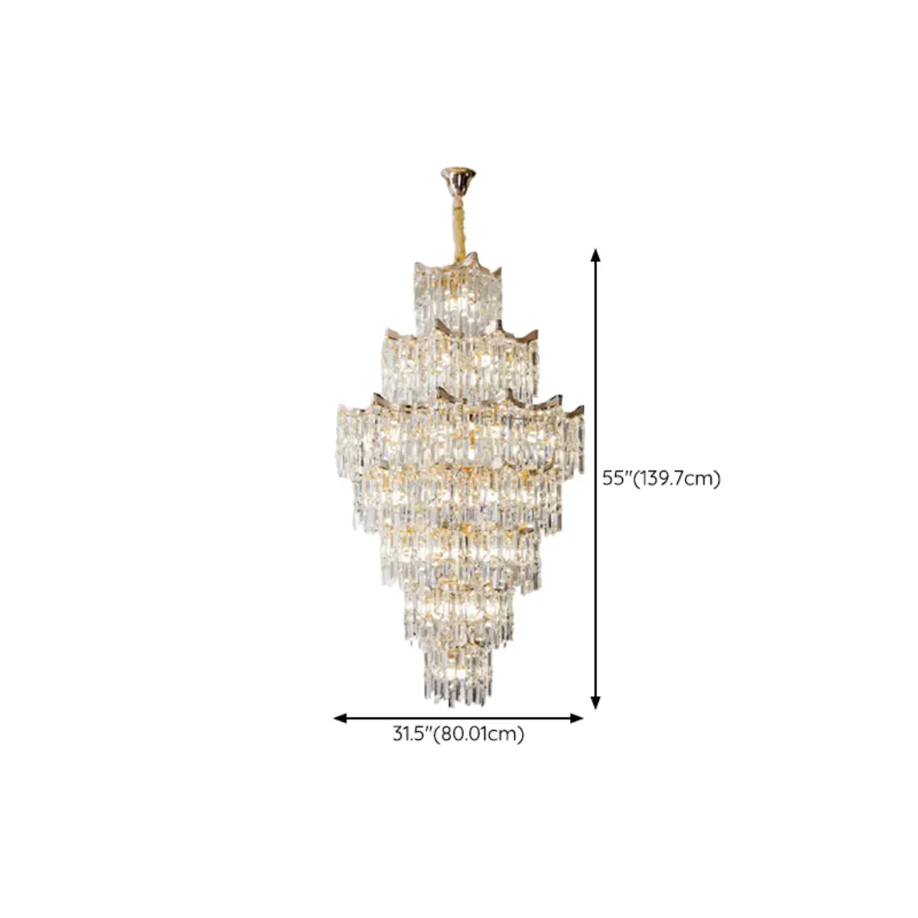 Modern Luxury Crystal Cascade Chandelier for High Ceilings Image - 16 | homeyfad
