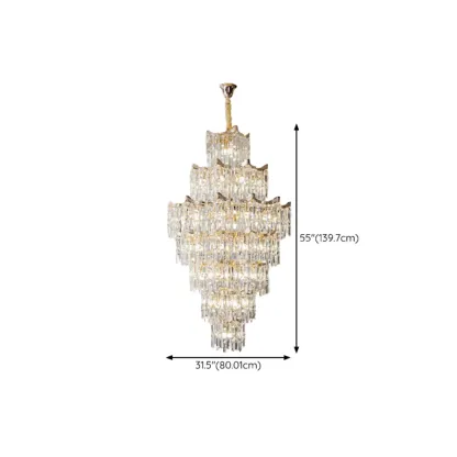 Modern Luxury Crystal Cascade Chandelier for High Ceilings Image - 16