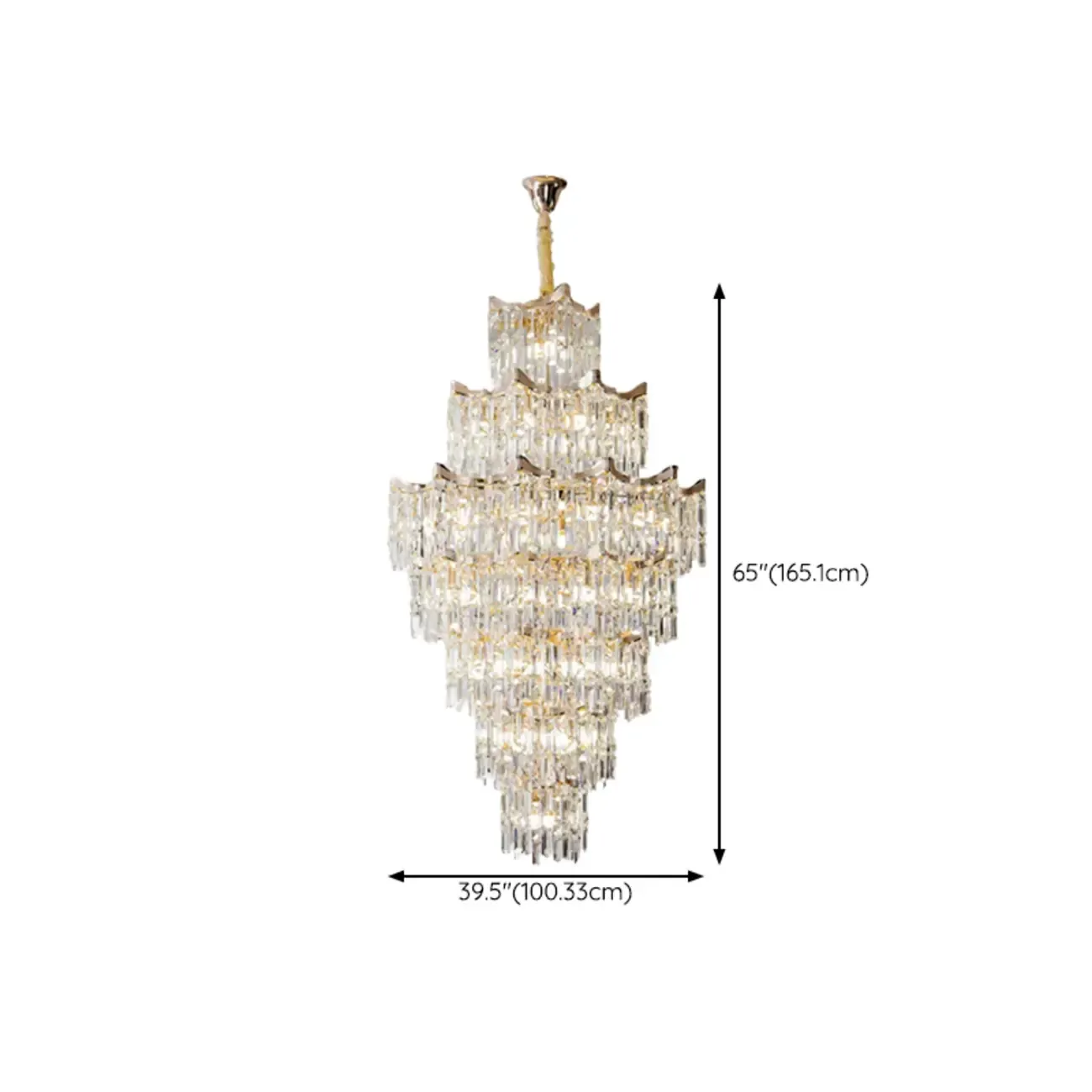Modern Luxury Crystal Cascade Chandelier for High Ceilings Image - 17