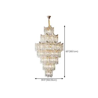 Modern Luxury Crystal Cascade Chandelier for High Ceilings Image - 17