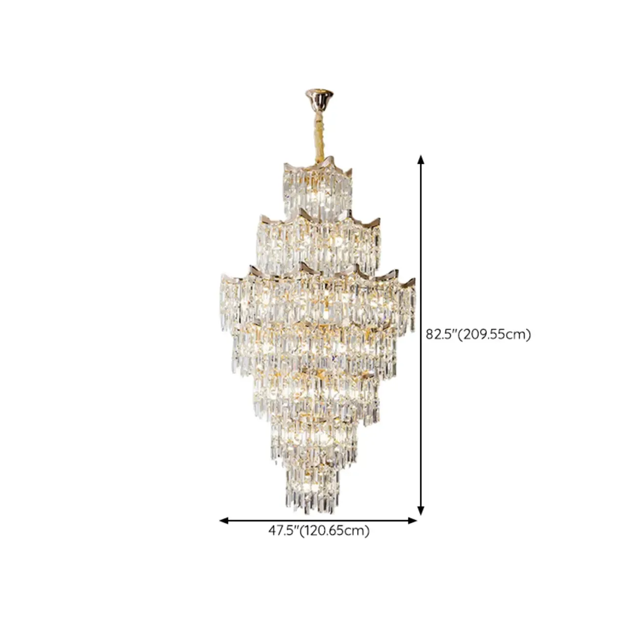 Modern Luxury Crystal Cascade Chandelier for High Ceilings Image - 18