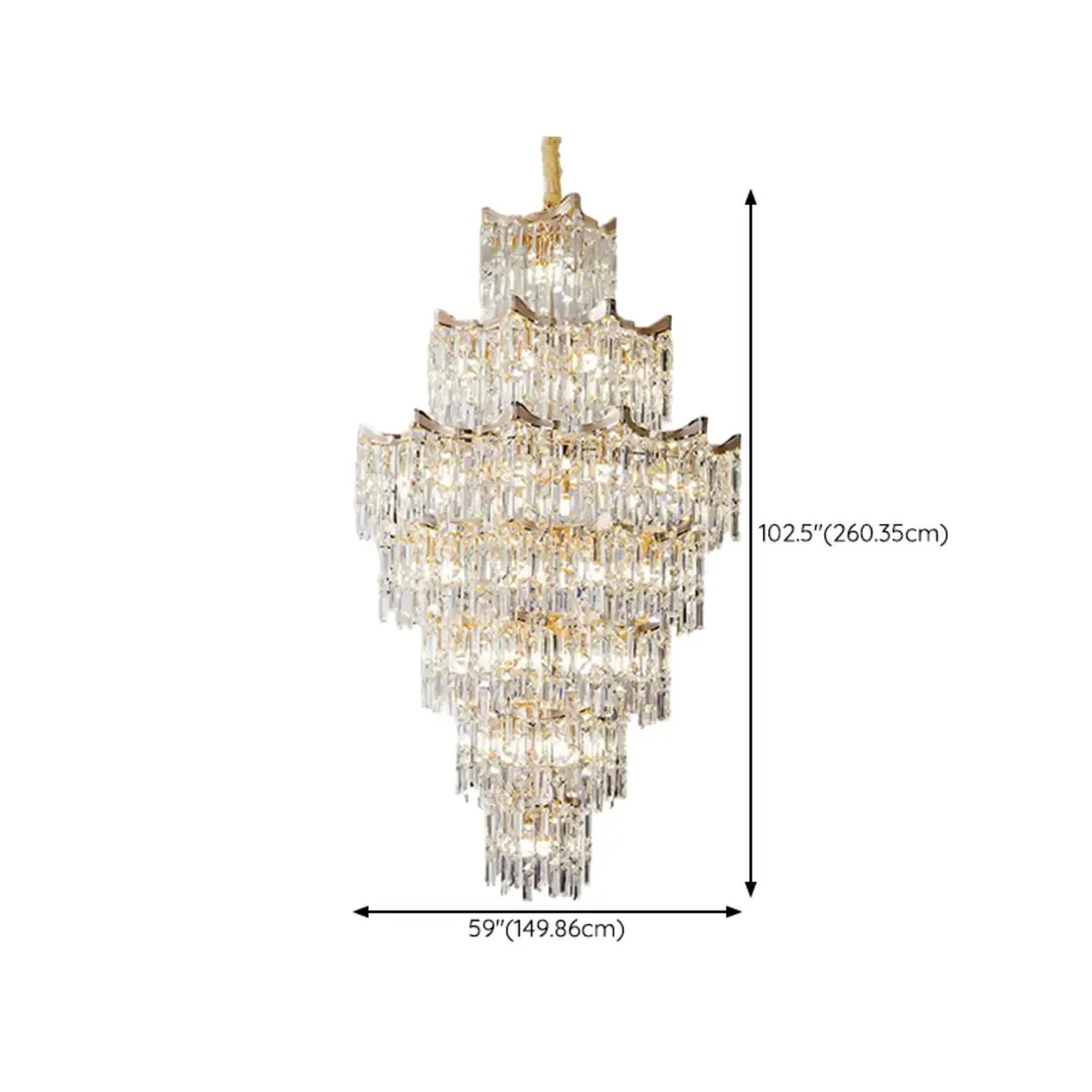 Modern Luxury Crystal Cascade Chandelier for High Ceilings Image - 19