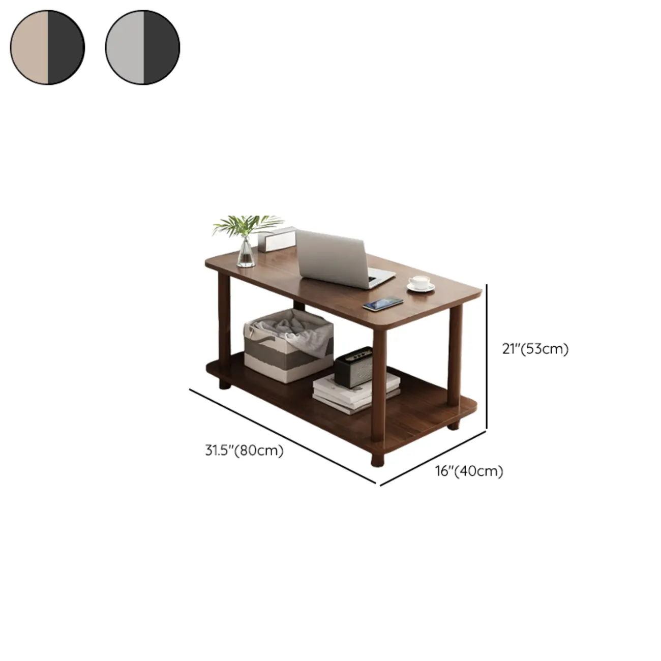  Square White Wood Side Table with Shelf for Living Room Image - 21 | homeyfad