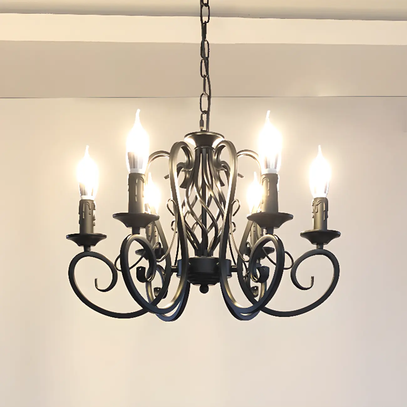 6-Light Black Iron Vintage Chandelier for Simple Charm  Image - 1 | homeyfad