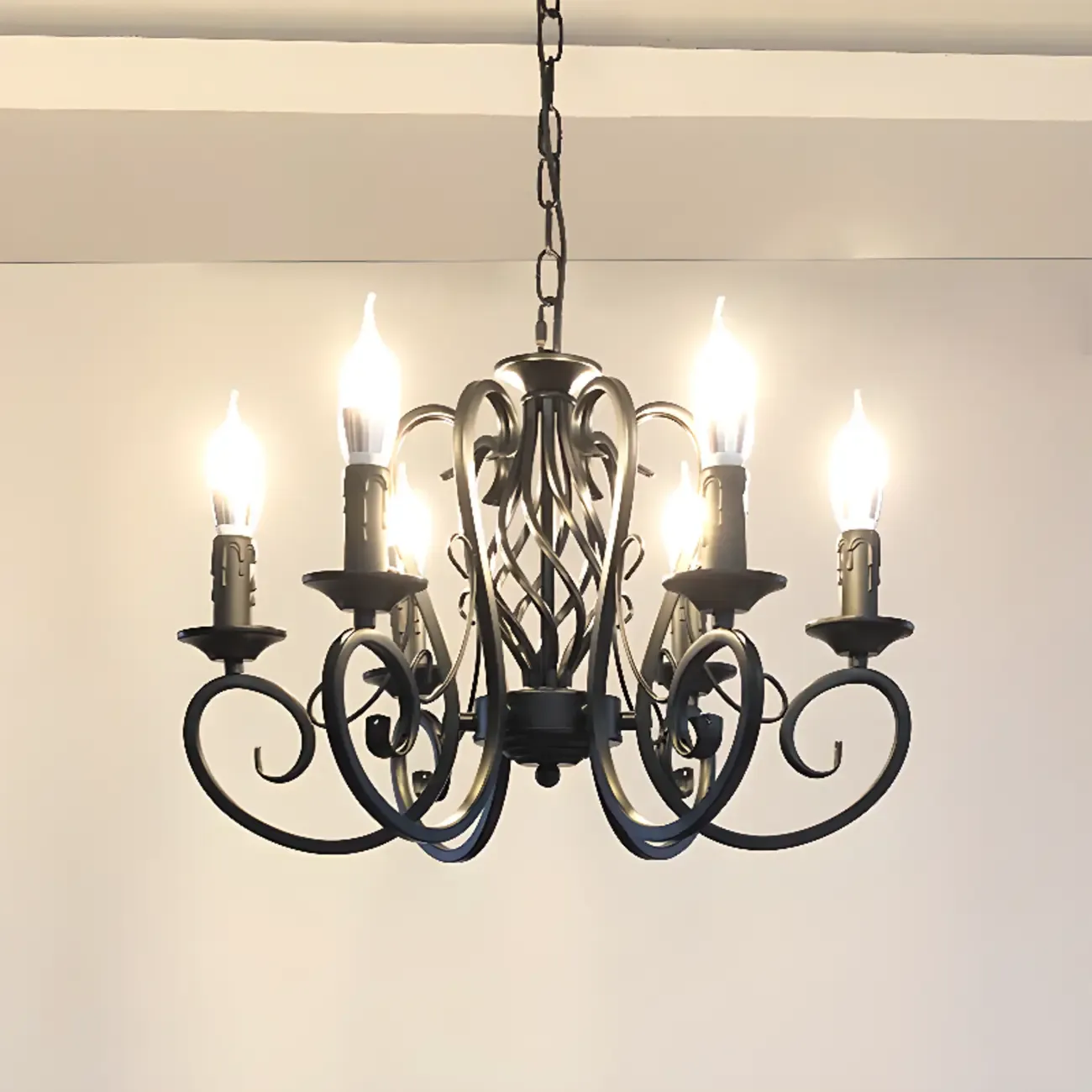 6-Light Black Iron Vintage Chandelier for Simple Charm  Image - 1