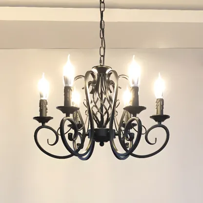 6-Light Black Iron Vintage Chandelier for Simple Charm  Image - 1