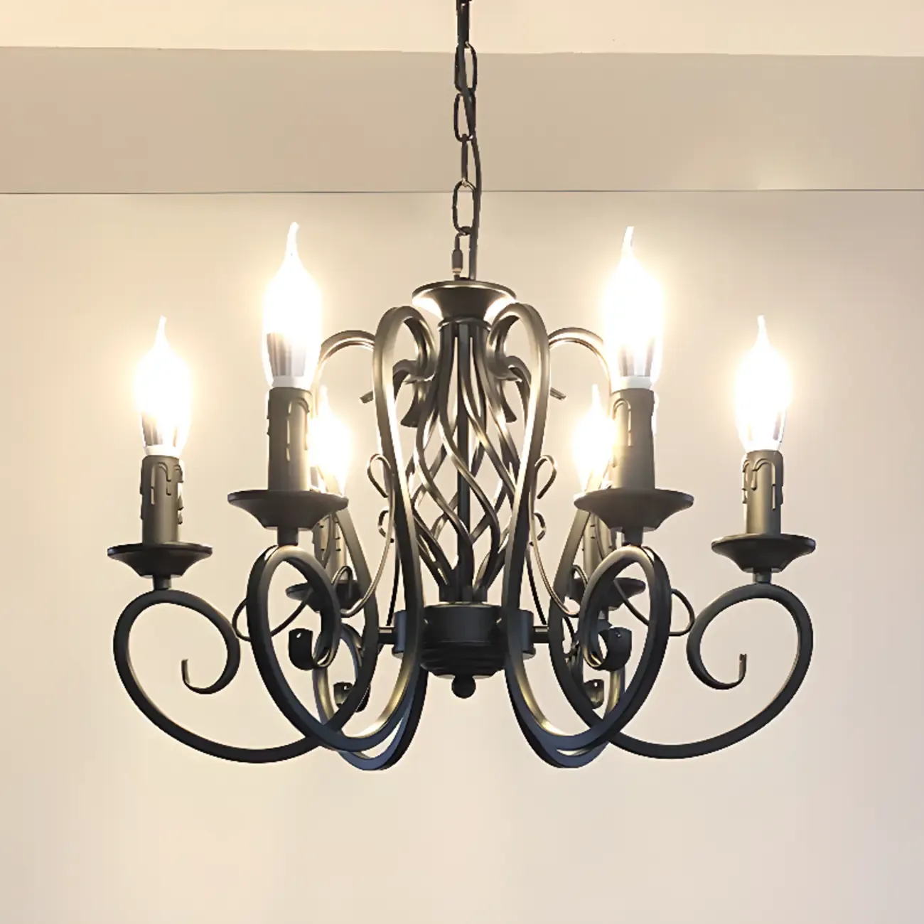 6-Light Black Iron Vintage Chandelier for Simple Charm  Image - 2