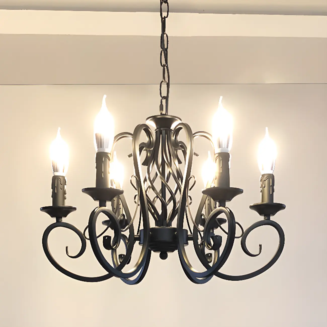 6-Light Black Iron Vintage Chandelier for Simple Charm  Image - 3 | homeyfad