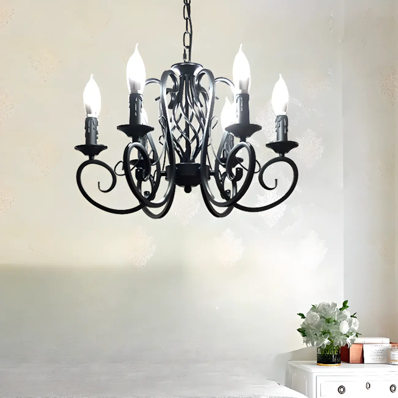 6-Light Black Iron Vintage Chandelier for Simple Charm  Image - 4 | homeyfad