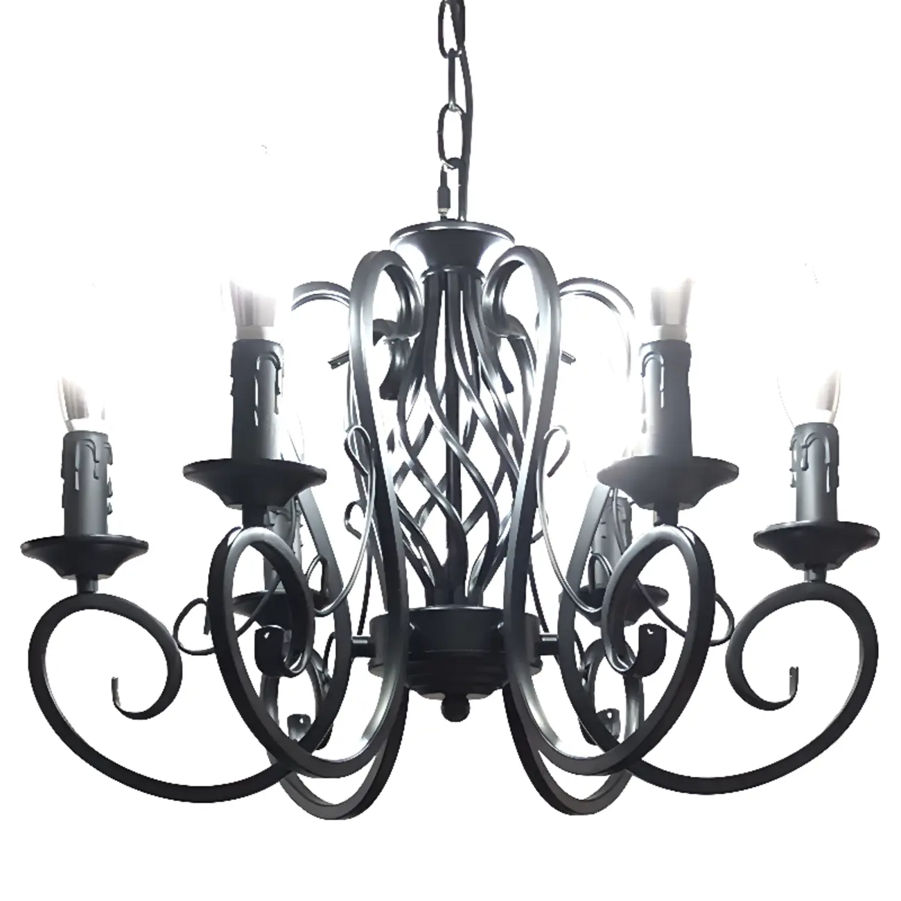 6-Light Black Iron Vintage Chandelier for Simple Charm  Image - 5 | homeyfad