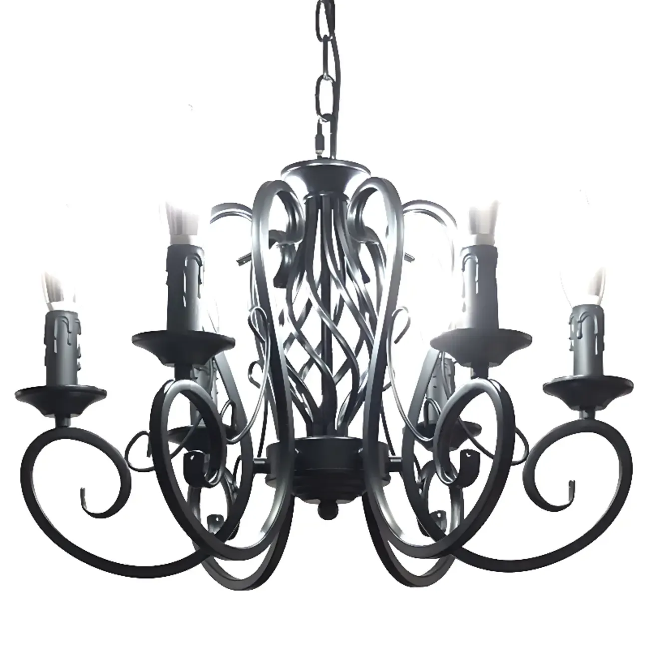 6-Light Black Iron Vintage Chandelier for Simple Charm  Image - 5