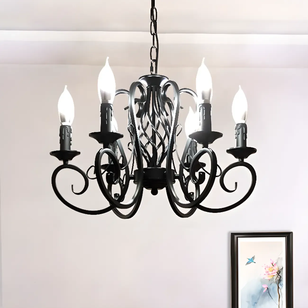 6-Light Black Iron Vintage Chandelier for Simple Charm  Image - 6