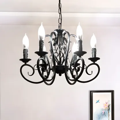 6-Light Black Iron Vintage Chandelier for Simple Charm  Image - 6