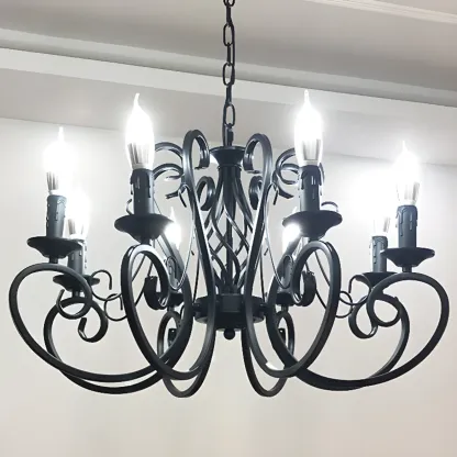 6-Light Black Iron Vintage Chandelier for Simple Charm  Image - 8