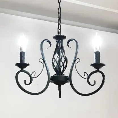 6-Light Black Iron Vintage Chandelier for Simple Charm  Image - 9