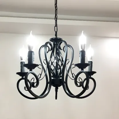 6-Light Black Iron Vintage Chandelier for Simple Charm  Image - 11