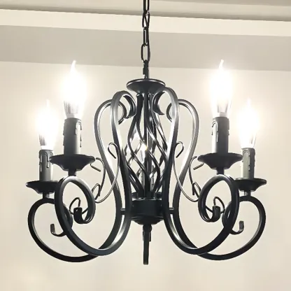 6-Light Black Iron Vintage Chandelier for Simple Charm  Image - 12