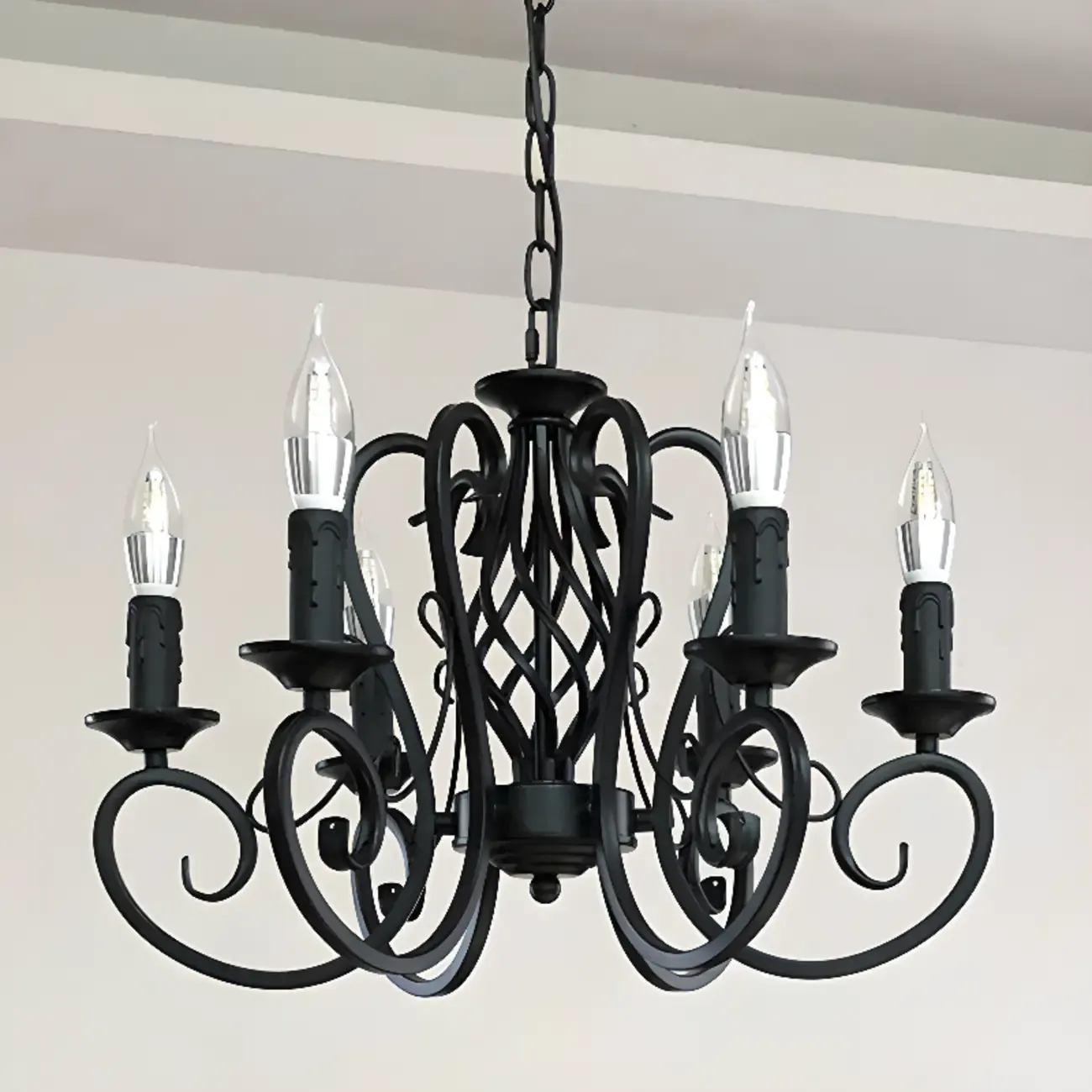 6-Light Black Iron Vintage Chandelier for Simple Charm  Image - 14